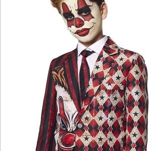Never work boys/unisex creepy clown suit! Size 12-14